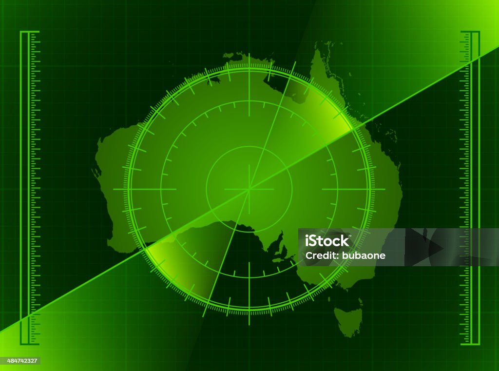 Austrália Mapa do Mundo de Radar de arte vetorial royalty free - Royalty-free Tropa arte vetorial