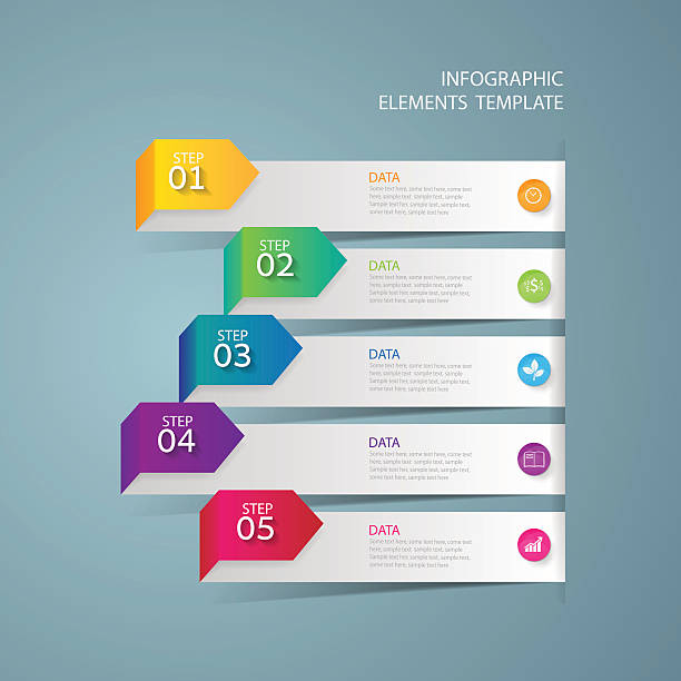 ilustrações de stock, clip art, desenhos animados e ícones de modelo de design de infográfico de conceito de negócio com 5 opções - infographic diagram three dimensional shape data