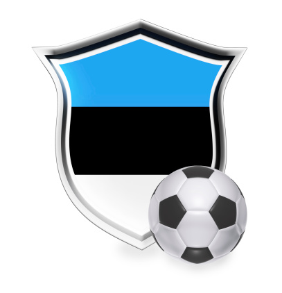 Estonia Flag with Soccer Ball. Isolated on white with clipping path.