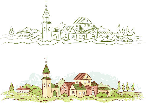 страна город - village church stock illustrations