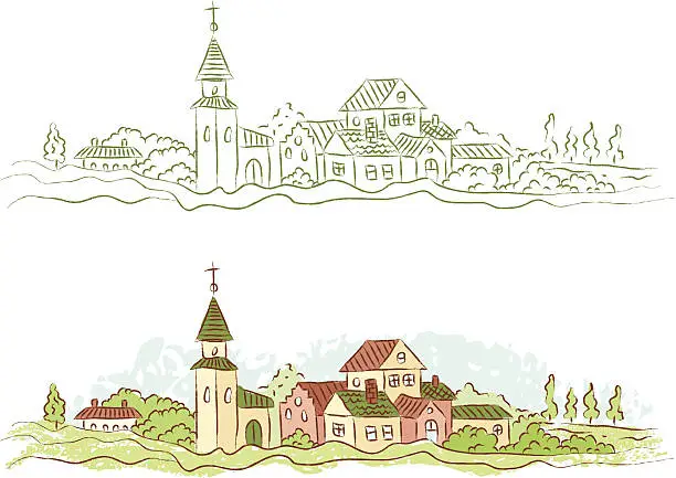 Vector illustration of country town