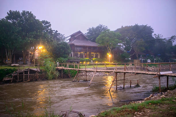 istock Pai, at night, thailand, Walking Street, Bamboo bridge 484744447