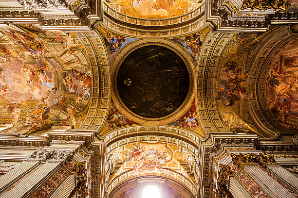 innenansicht der kirche st. ignatius von loyola.  rom.  italien. - st ignatius church stock-fotos und bilder