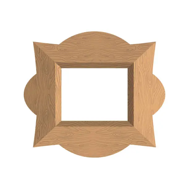 Vector illustration of Creative wooden frame. Vector illustration of an empty photo fra