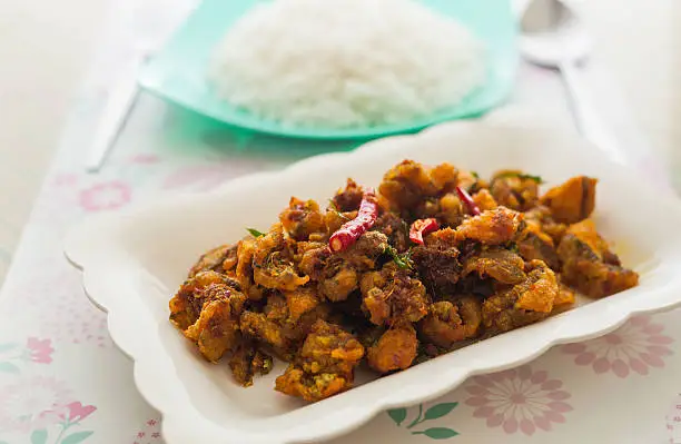 Fried spicy fish with rice, Food rainy season, Healthy food