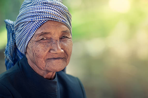 Portrait of an elderly (80+) cambodian woman.