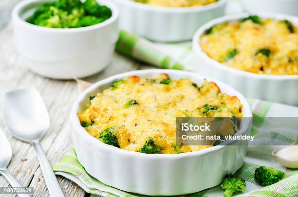 Millet Casserole With Broccoli And Cheese Stock Photo - Download Image Now - Casserole, Millet, 2015