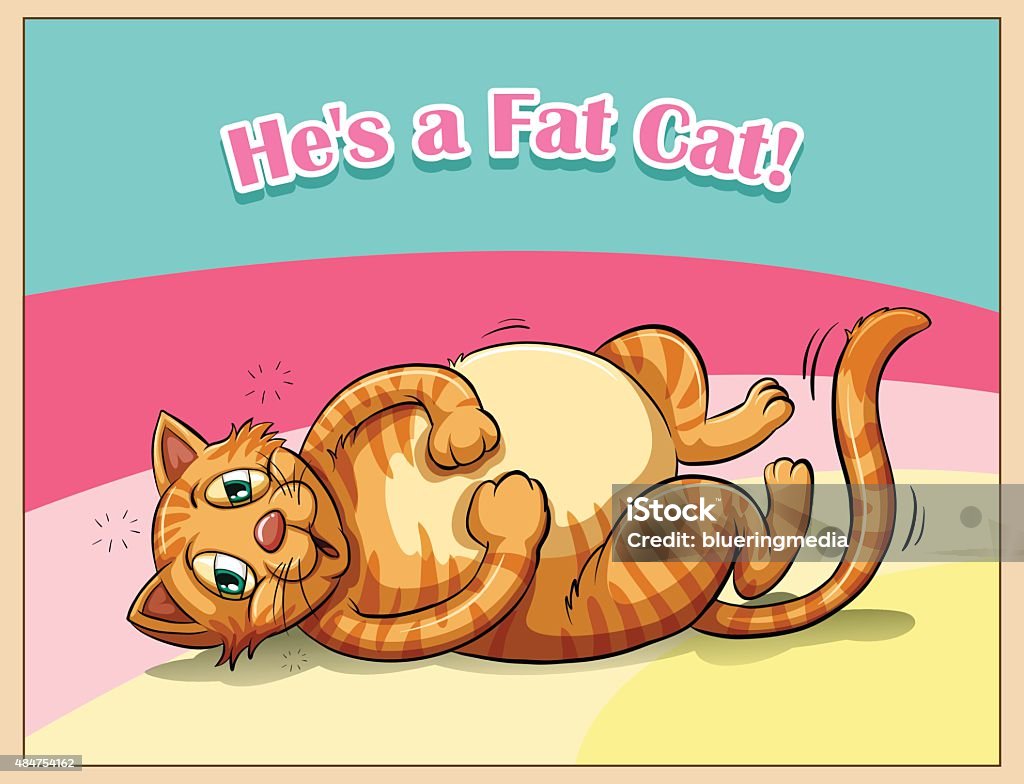 Kucing Gemuk Dengan Teks Ilustrasi Stok - Unduh Gambar Sekarang - 2015