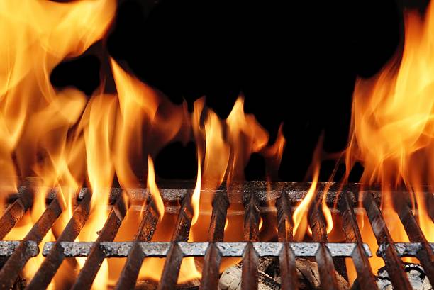 istock Weekend Barbecue. Flaming Charcoal Grill 484754286