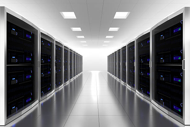 duże serwera datacenter ilustracja internetu w pokoju - renderfarm zdjęcia i obrazy z banku zdjęć