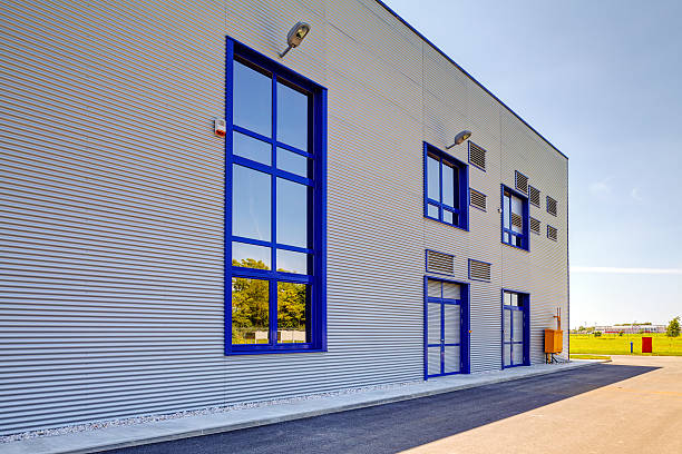 istock Aluminum facade on industrial building 484758628