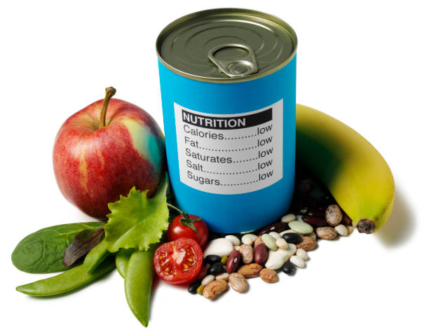 istock Fresh Fruit with Nutrition Guidlines on a Tin Can 484759383