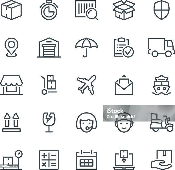 Logistics Icons Stock Illustration - Download Image Now - 2015, Airplane, Bar Code