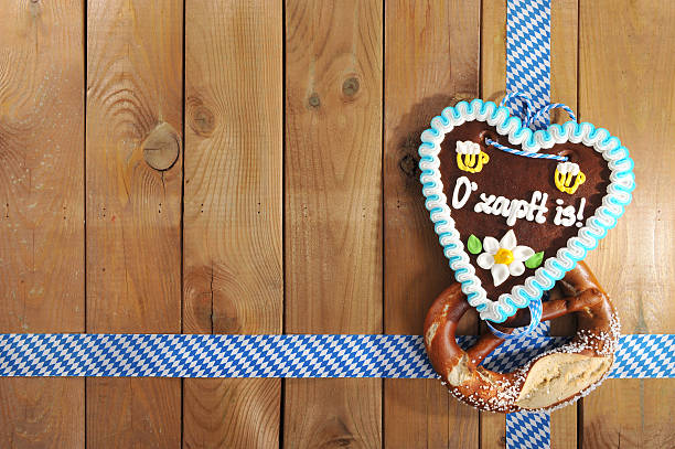 Bavarian hearts against wooden background