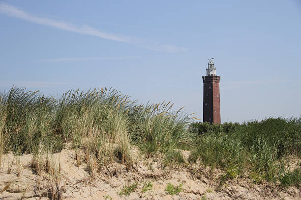 Lighthouse near Ouddorp, The Netherlands stock photo