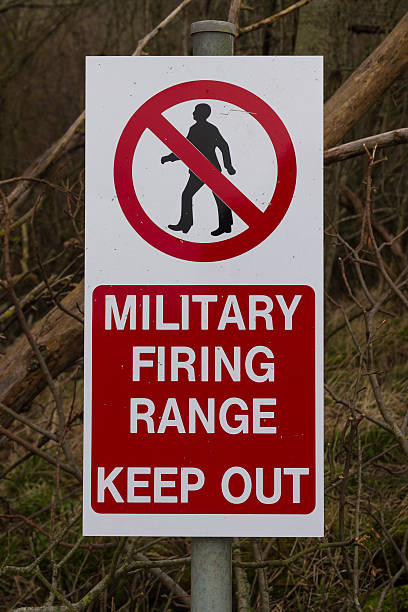 istock Sign Military Firing Range Keep Out 484761733