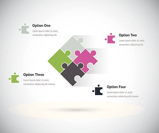 Puzzle piece group infographics business concept vector vector art illustration