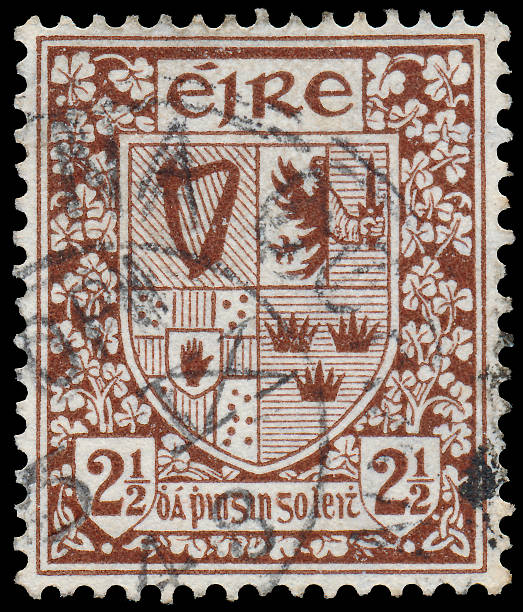 Stamp printed in Ireland shows Coat of Arms