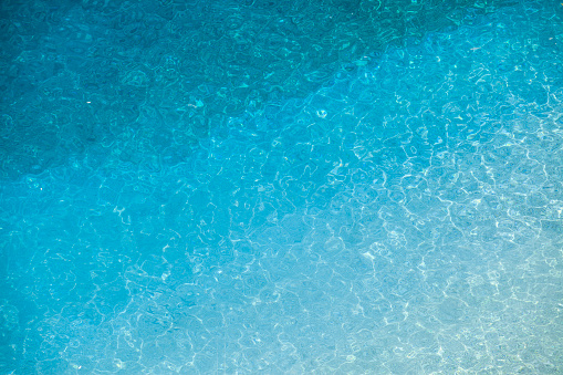 Surface of blue swimming pool. Texture of water surface.