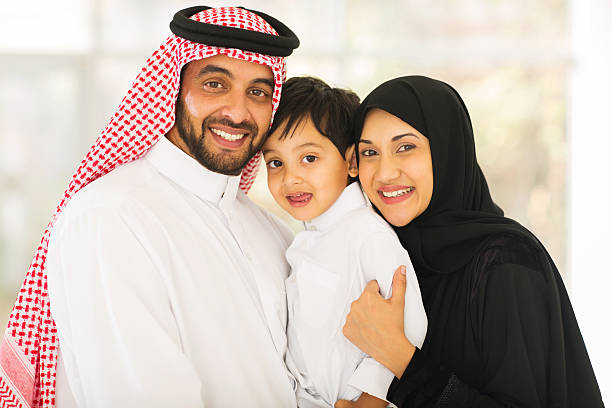 middle eastern family stock photo