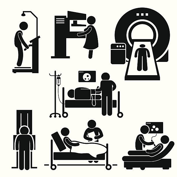 krankenhaus arzt untersuchen lassen screening diagnose diagnostische cliparts - medical equipment x ray cancer oncology stock-grafiken, -clipart, -cartoons und -symbole