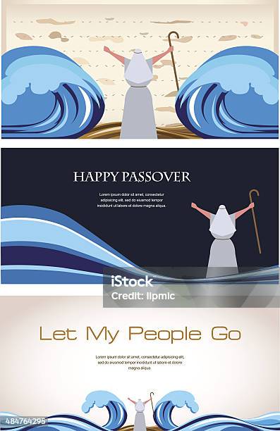 Ilustración de Tres Banners De Vacaciones De Pascua Judía Judíos y más Vectores Libres de Derechos de Mar - Mar, Separación, Moisés - Figura religiosa