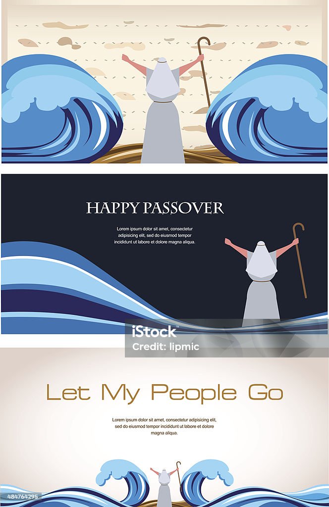 Tre banner festa ebraica della Pasqua ebraica - arte vettoriale royalty-free di Mare