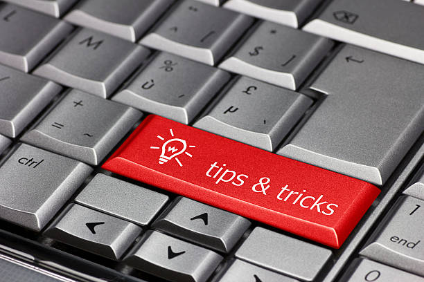 Computer key blue  - Tips and Tricks stock photo
