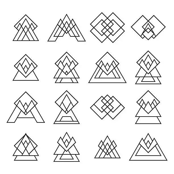 Vector illustration of Set of trendy geometric shapes. Geometric icons. Hipster logotyp