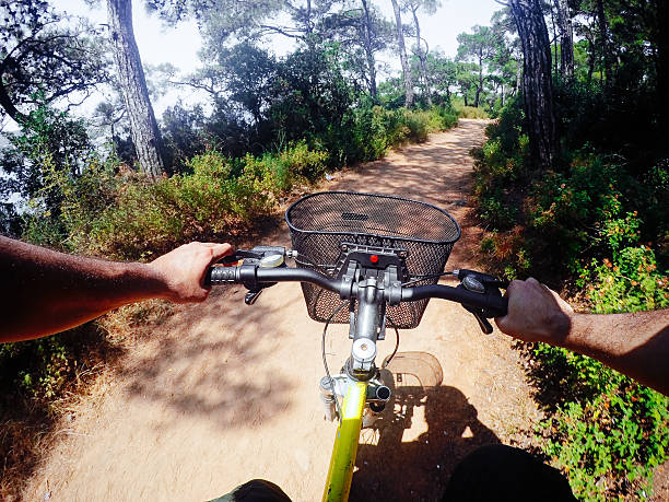 DCIM100GOPROG0070487.Mountain Biker crossing with point of view