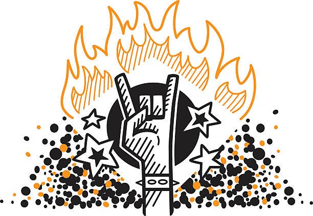 illustrations, cliparts, dessins animés et icônes de rock symbole du feu - power ballad