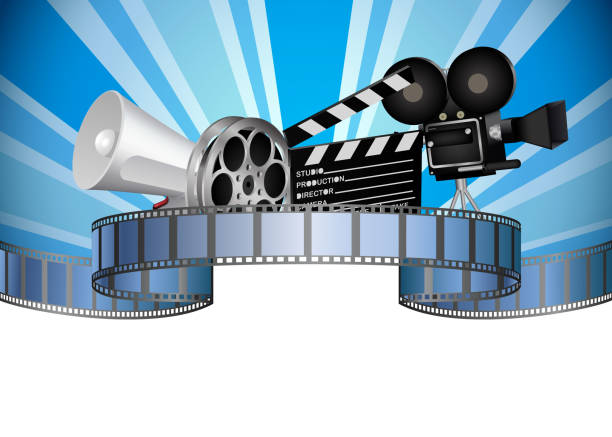 Cinema, movie, film and video media industry Illustration of Cinema, movie, film and video media industry film negative roll stock illustrations
