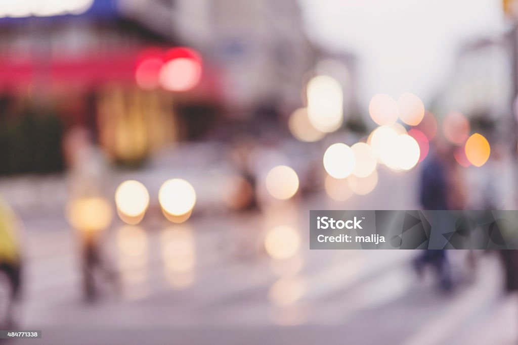 people walking on street in urban city, defocused image people walking on street in urban city, defocused image, city scene 2015 Stock Photo
