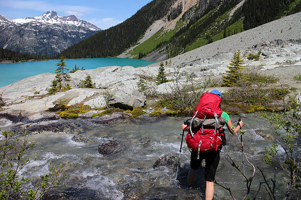 istock Hiker crossing a glacial stream 484771552