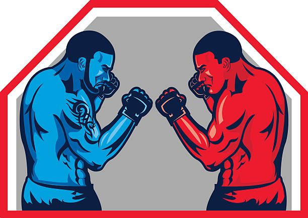 MMA Fighters vector art illustration