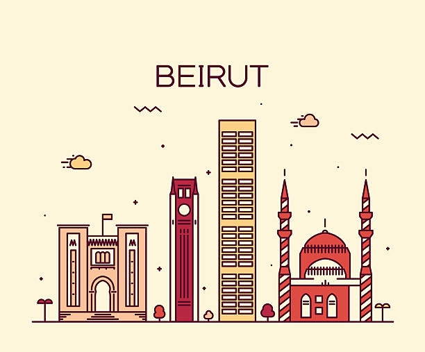 ilustraciones, imágenes clip art, dibujos animados e iconos de stock de beirut horizonte moderno vector ilustración lineal - lebanon