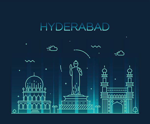 illustrazioni stock, clip art, cartoni animati e icone di tendenza di hyderabad skyline illustrazione vettoriale lineare - hyderabad