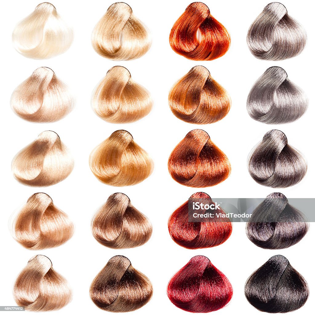 Tints set for beauty industry. Hair Palette samples of different colors. Tints set for beauty industry. Color Swatch Stock Photo