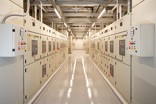 Switchgear in the electrical room.