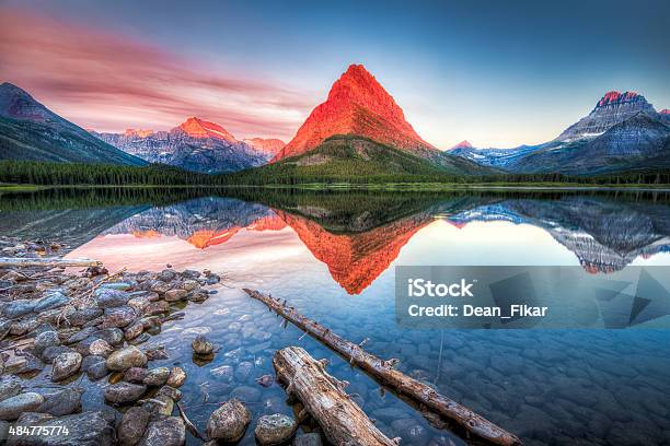 Swiftcurrent Lake At Dawn Stock Photo - Download Image Now - US Glacier National Park, Montana - Western USA, Landscape - Scenery