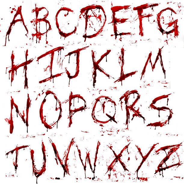 ilustrações, clipart, desenhos animados e ícones de escorrendo bloody alfabeto (a-z - u k