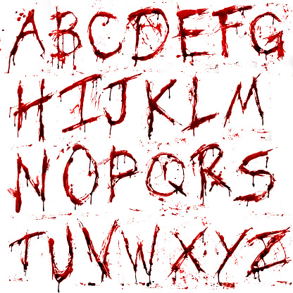 Realistic dripping bloody alphabet (a-z). Web size. Please look in my online portfolio for Higher res single images of each letter.