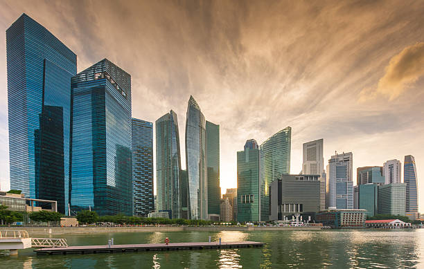 istock Panoramic View of Singapore at Dusk 484778666