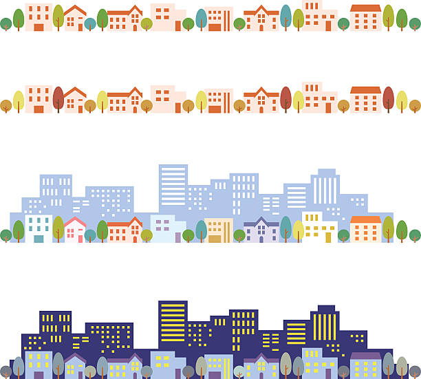 stockillustraties, clipart, cartoons en iconen met cityscape illustrations - stadsdeel