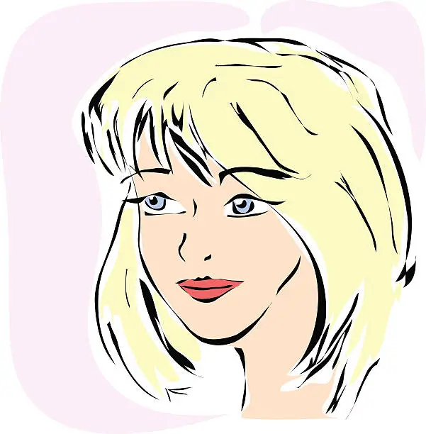 Vector illustration of Color sketch of girl's face