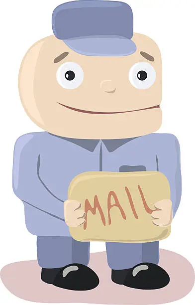 Vector illustration of illustration of funny postman with a letter