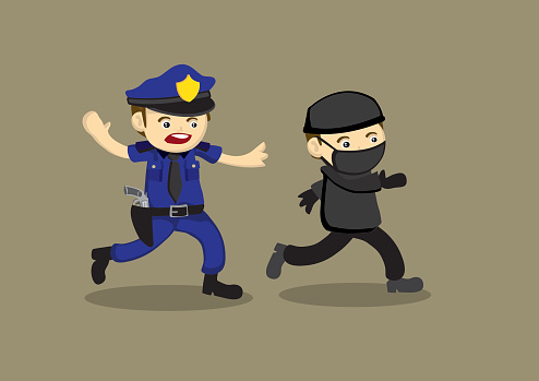 Policeman Chase Thief Vector Cartoon Illustration Stock Illustration -  Download Image Now - Stop Gesture, Thief, 2015 - iStock
