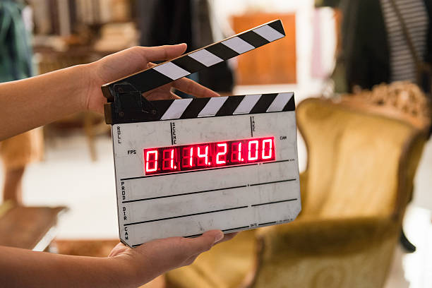 Movie production digital clapper board Movie production digital clapper board film studio stock pictures, royalty-free photos & images