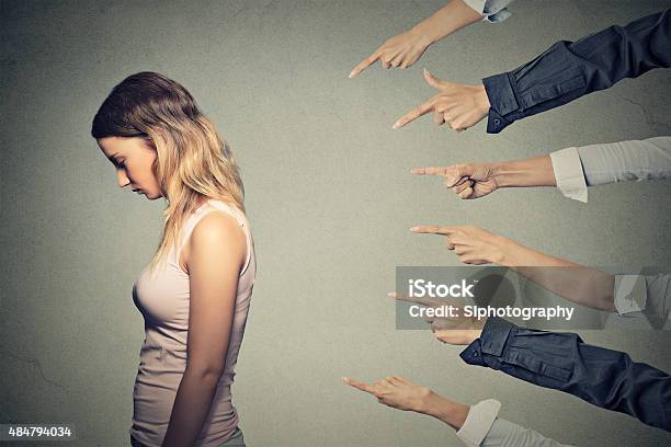 Concept Of Accusation Guilty Person Girl Stock Photo - Download Image Now - Judgement, Bullying, Rejection