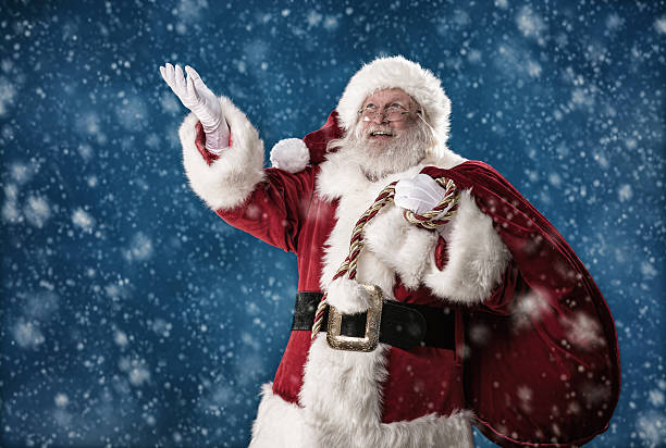Real Santa Catching Snowflakes stock photo
